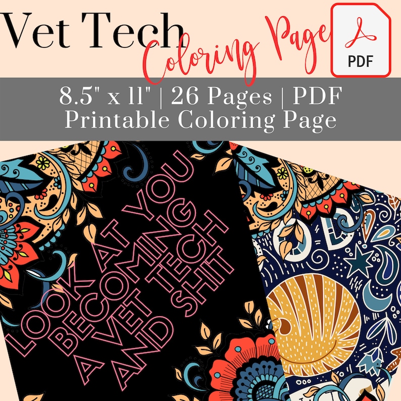 Download Vet Tech And Shit 25 Swear Word Coloring Page Pdf For Etsy