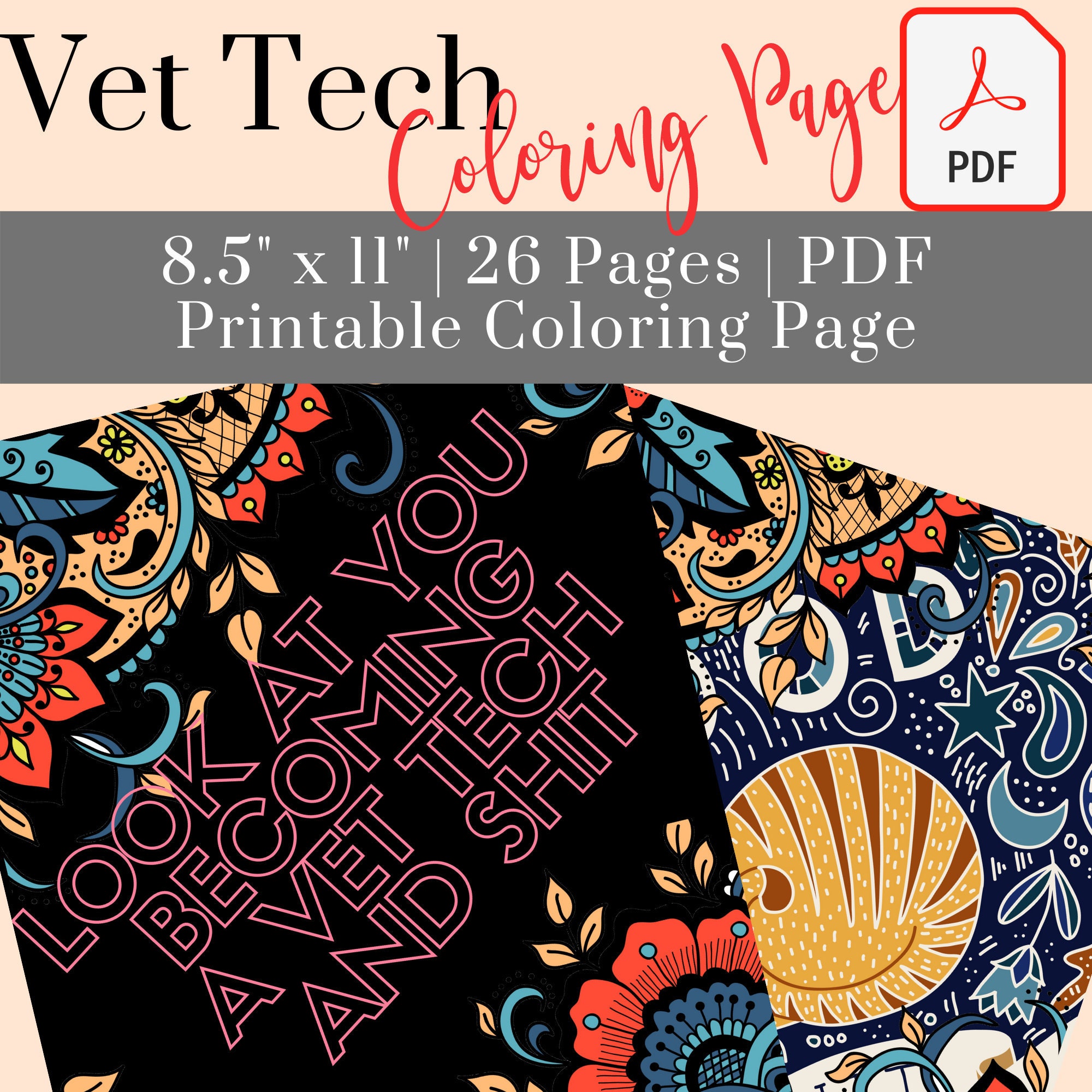 Download Vet Tech And Shit 25 Swear Word Coloring Page Pdf For Etsy
