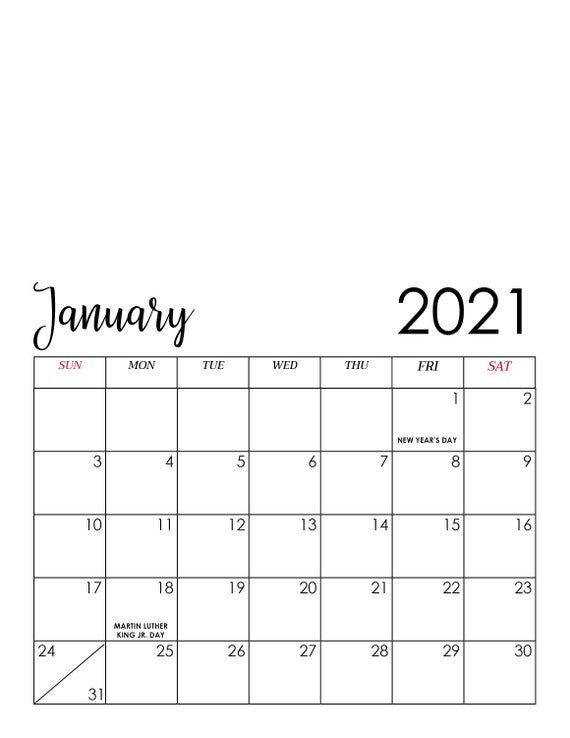 2021-2022 DIY Calendar With US Holiday 2 Years 8.5x11 Printable Blank  Calendar Sunday to Saturday Week Create Your Own Calendar - Etsy