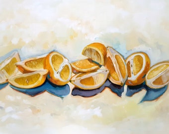 Painting of Lemons, oil original painting, food painting 16in x 20in
