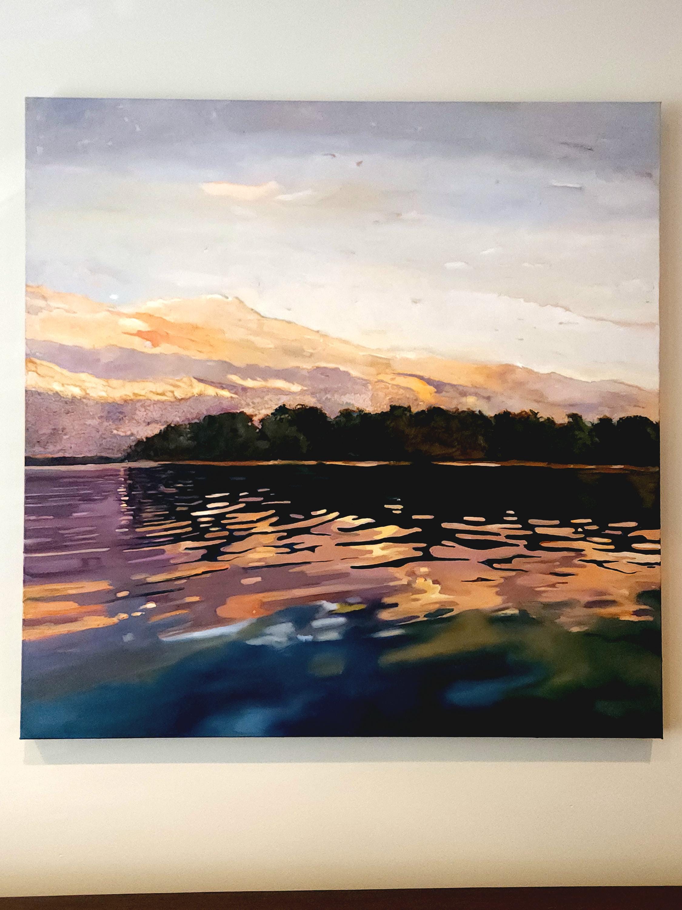 Original Lakeview Oil Painting on Canvas, Serene Landscape Art - Etsy