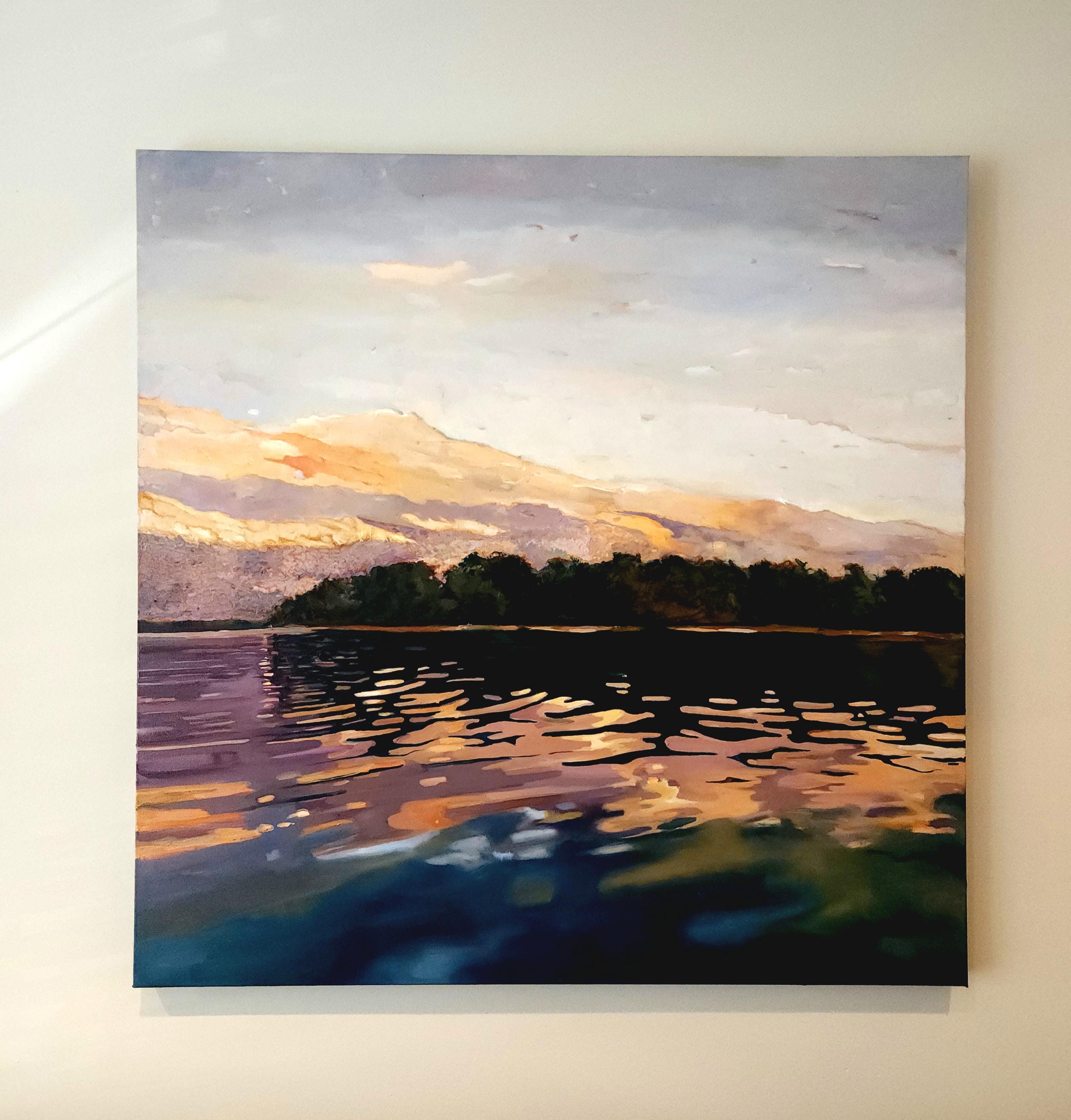 Original Lakeview Oil Painting on Canvas, Serene Landscape Art - Etsy