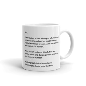Jersey Shore Inspired Sammi Sweetheart "The Letter" Coffee Mug