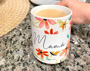 Taza personalizada con motivos florales