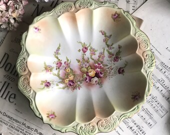 Antique Carlton Ware Scalloped Pierced Plate Wiltshaw /& Robinson 1800/'s Collectable Plate Roses Blush Ware