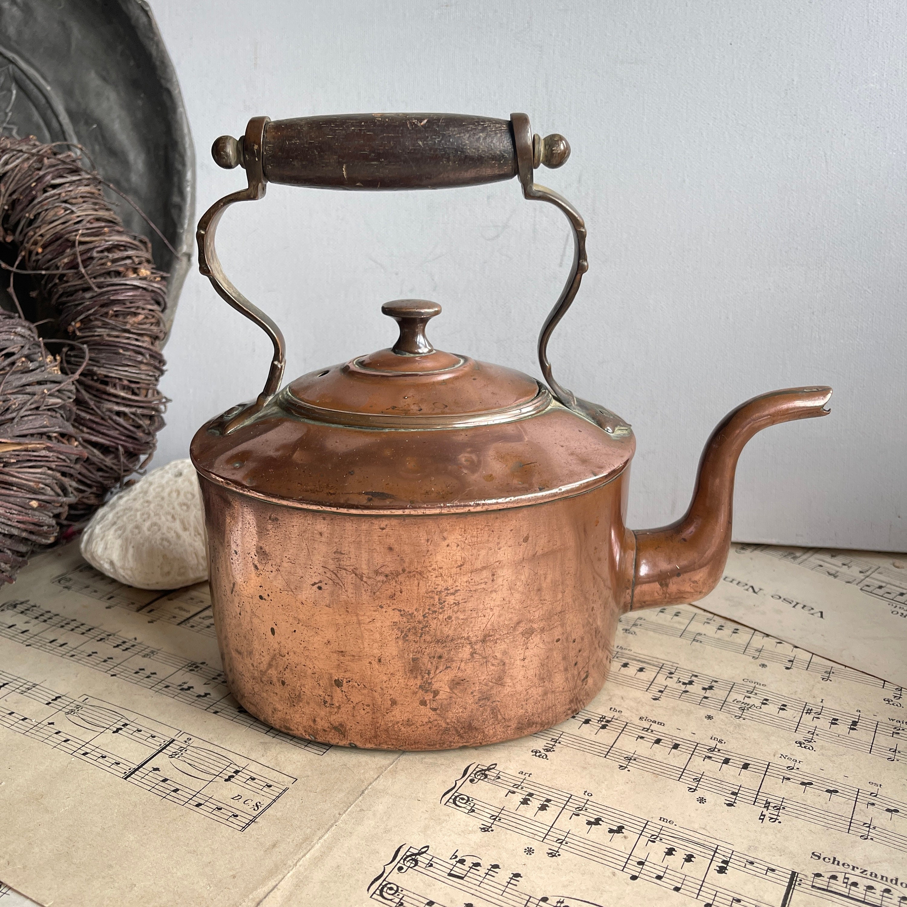 Vintage Copper Tiny Tea Kettle Miniature Teapot Christmas Tree Decoration.  Handmade Ornaments From Pure Copper. Rustic Holiday Décor. 