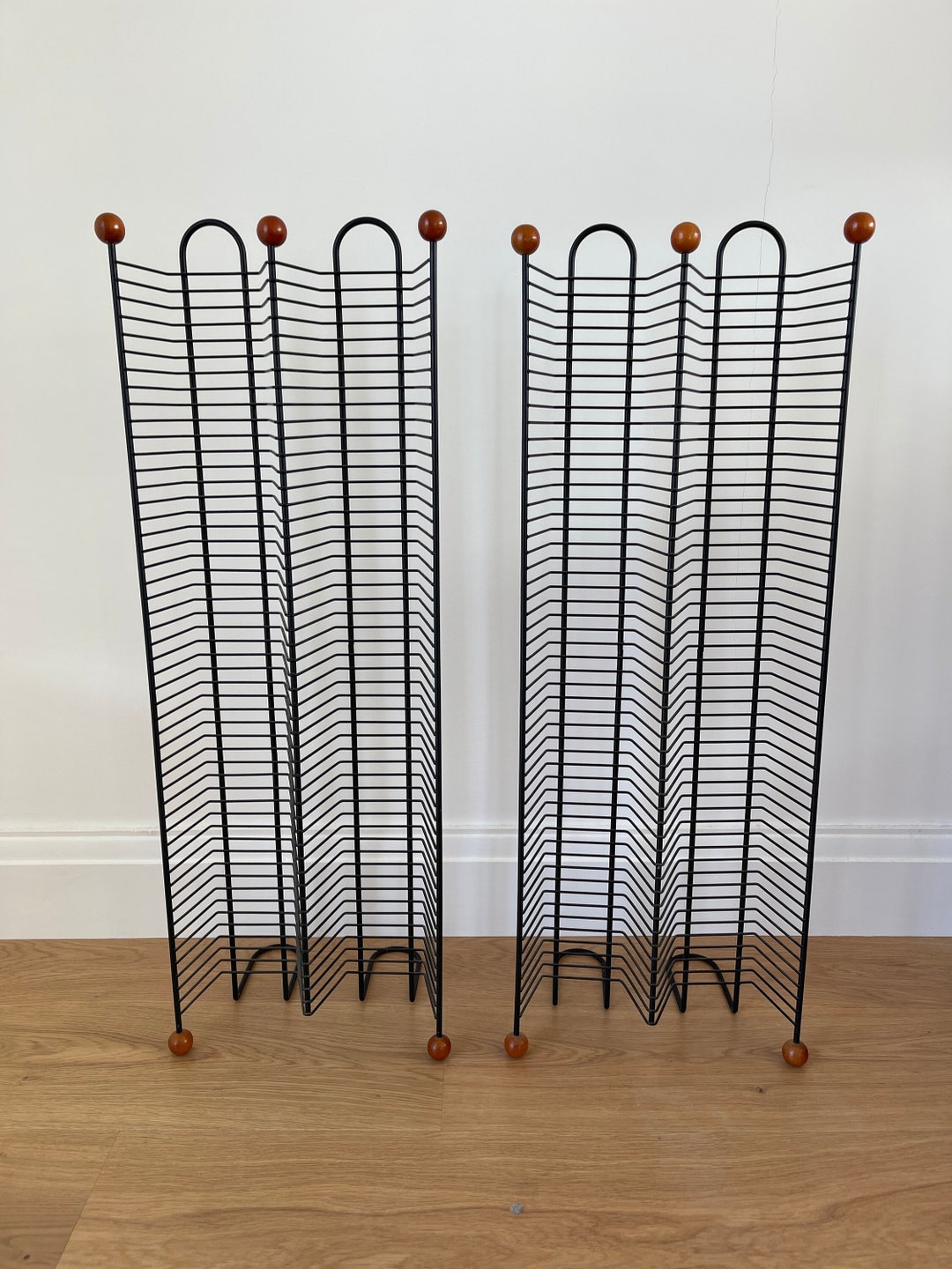 Free standing CD Holder 100 CD Rack Black With Wood Ball Etsy free-standing-cd-holder-100-cd-rack-black-with-wood-ball-etsy