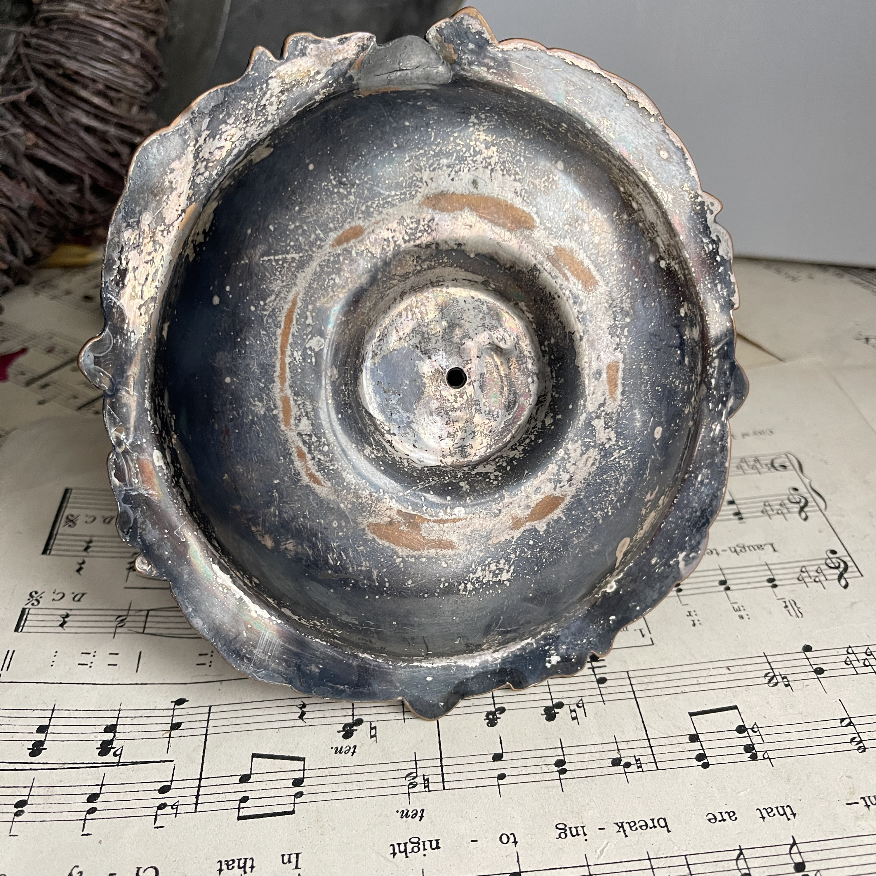 Antique Chamberstick Candlestick, Vintage Candle Holder With