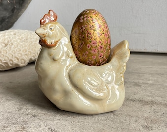 Vintage Pottery Hen. French Ceramic Chicken. Fat Hen. Home Decor