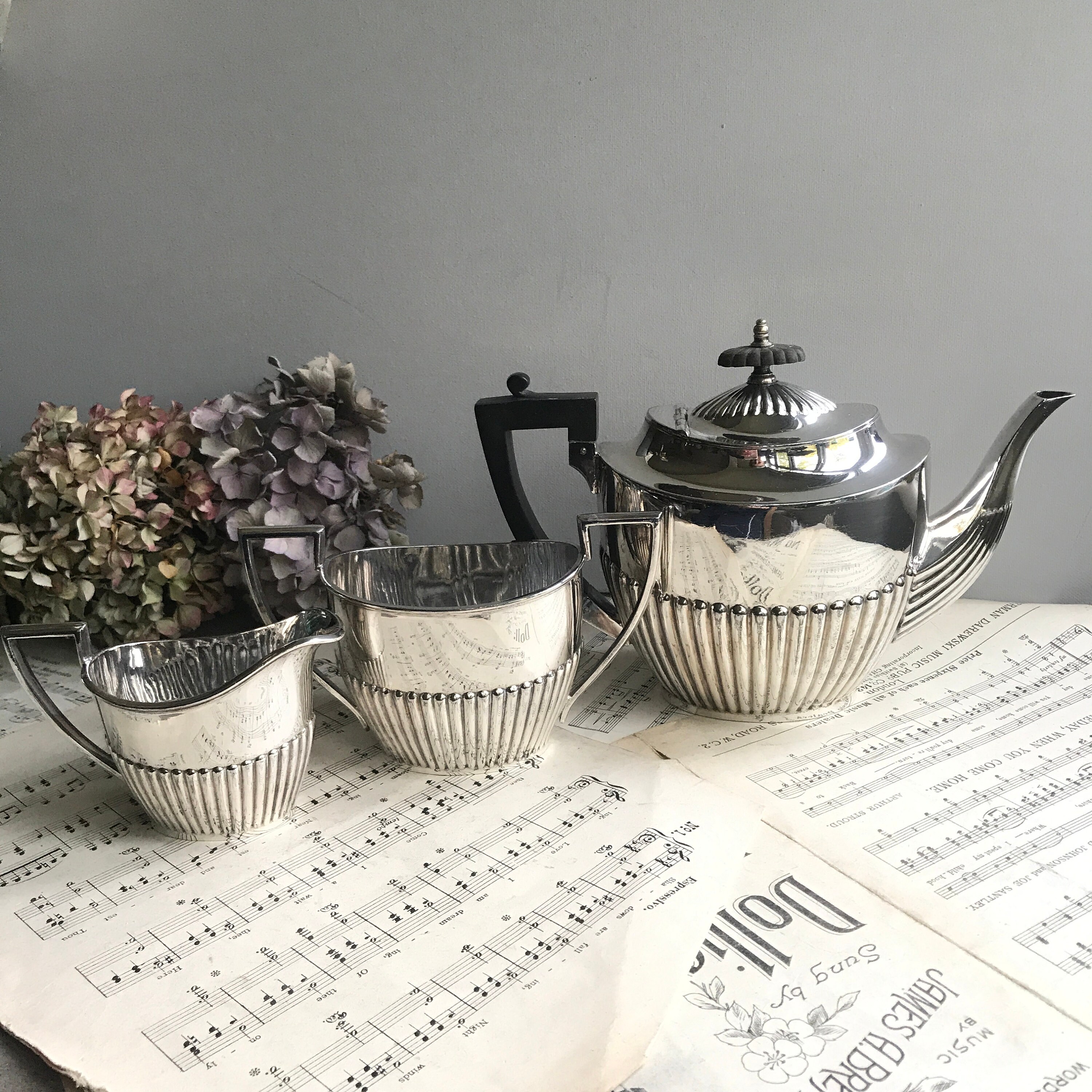 Vintage Antique Silver Plated 3 Piece Tea Set Teapot Milk - Etsy 16
