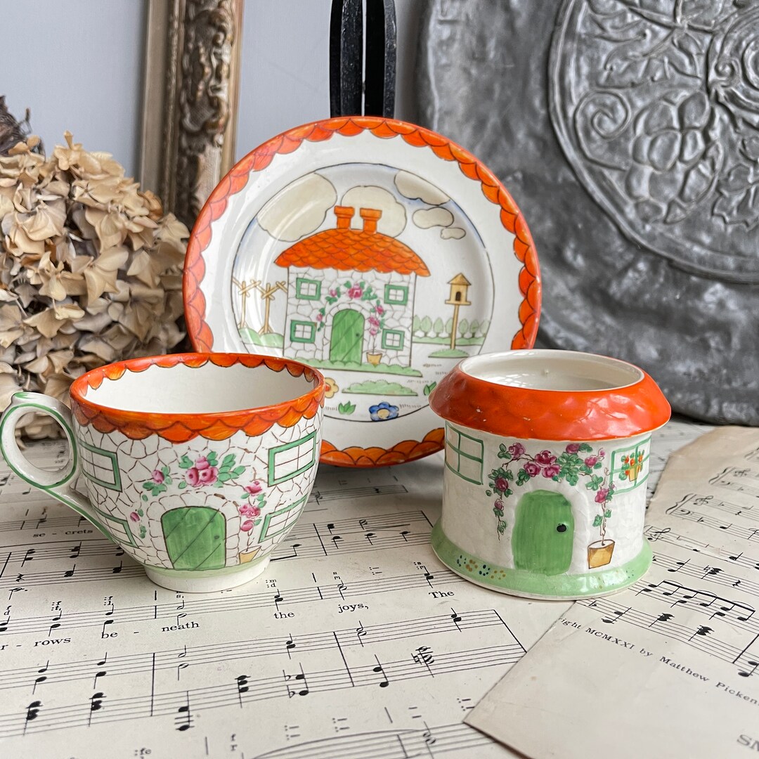 Vintage Booths Silicon China Tea Set, Red Rufe Cottage Design - Etsy