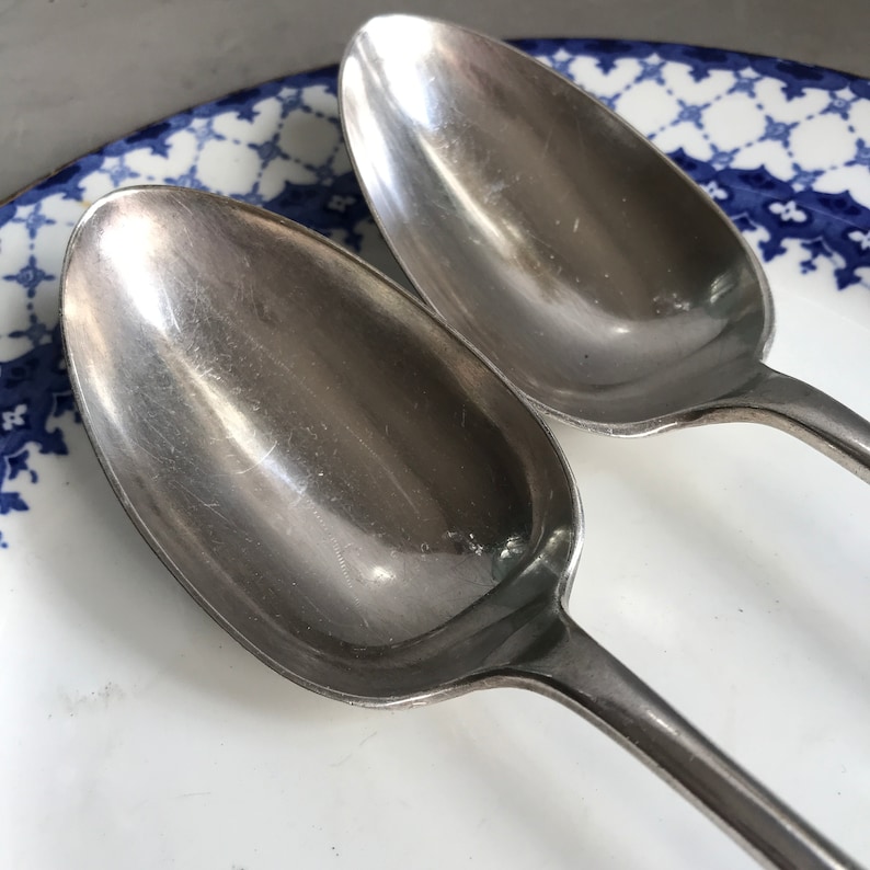 Old English Pattern. Antique Britannia Plate pair of tablespoons Jonathan Bell Made in Sheffield