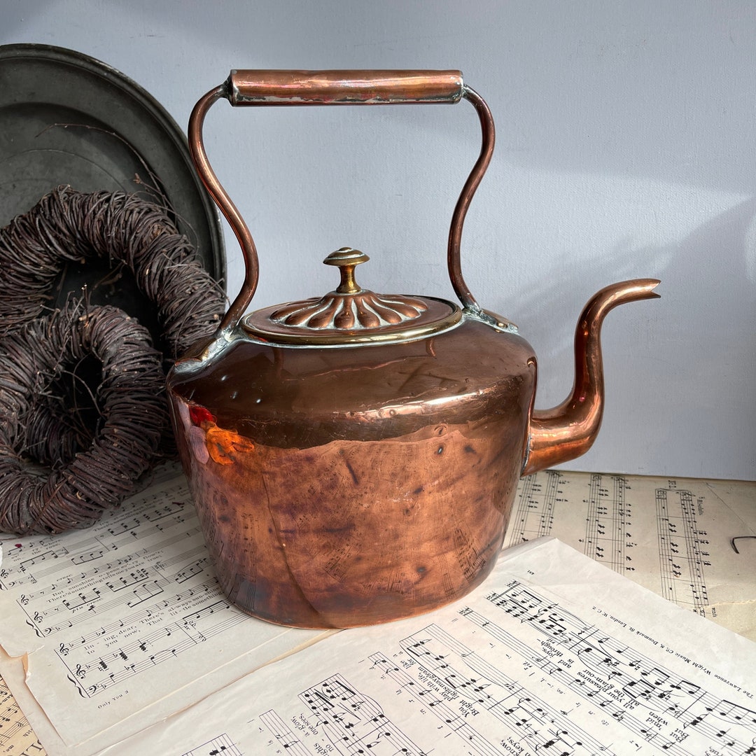 English Antique Copper Kettle Pub Decor Photo Props Farm Etsy