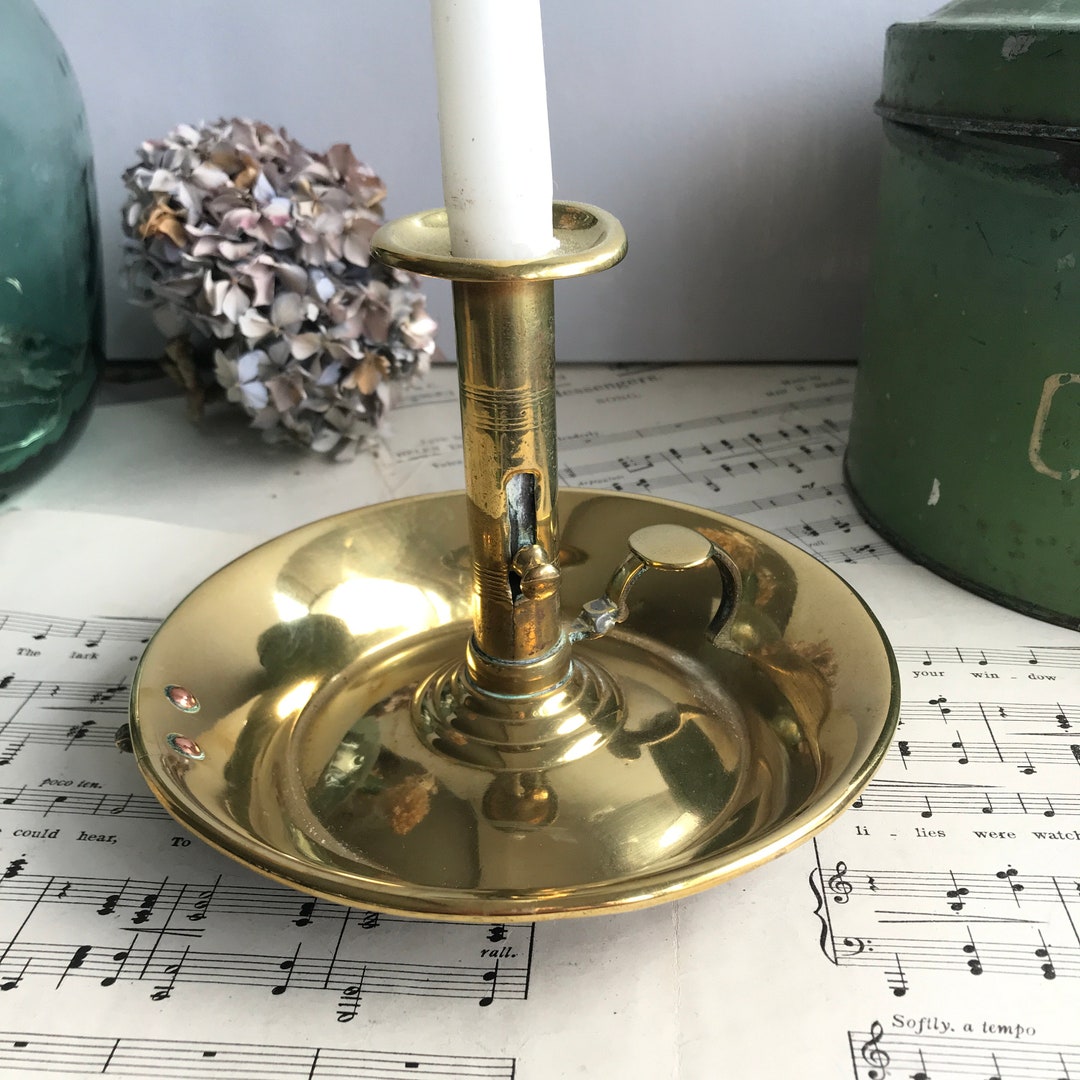 Vintage Brass Chamberstick. Candlestick With Candle Ejector. English Candle  Holder With Handle. Retro Collectible. Photo Prop. Shabby Chic 
