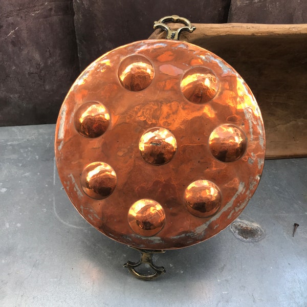 Antique Copper Pan. Rustic Chateau. Farmhouse Kitchen. Cooking Pots. Cookware. Country Cottage Decor. Photography Prop