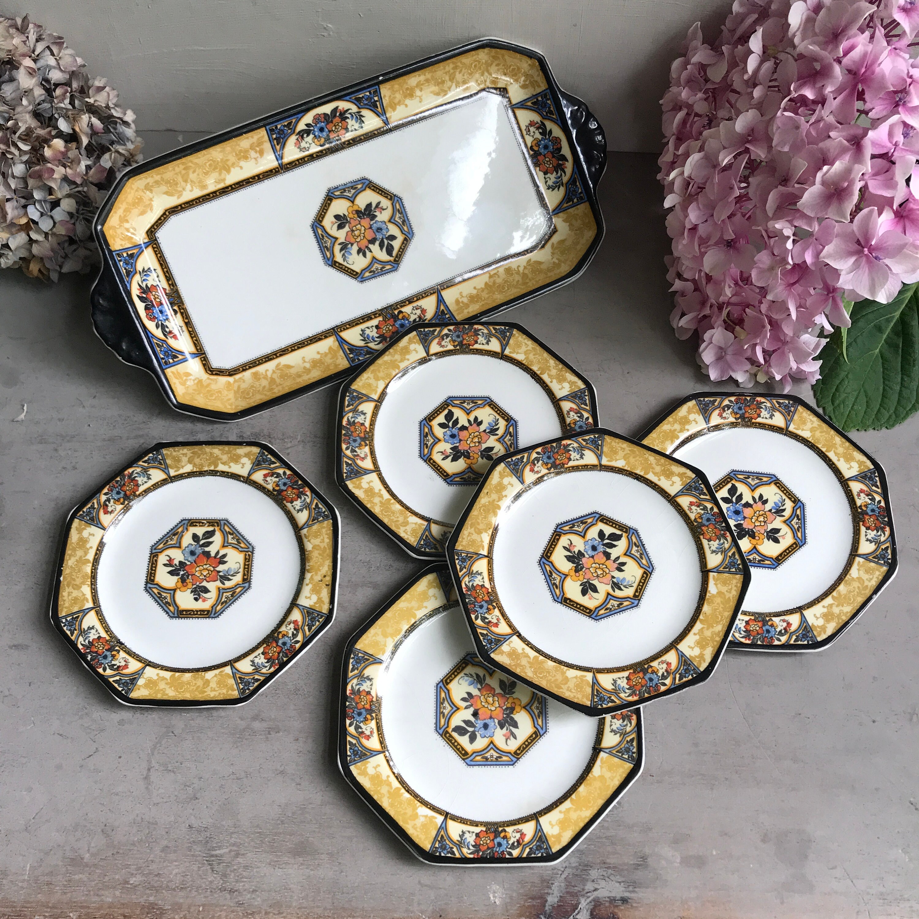 Antique Wedgwood & Co Sandwich Set Octagonal Plates. Melody Etsy Australia