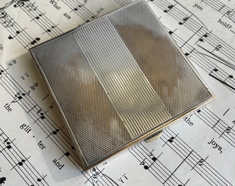 Vintage Cigarette Case, Card Case.  Engine turned, Film photo prop