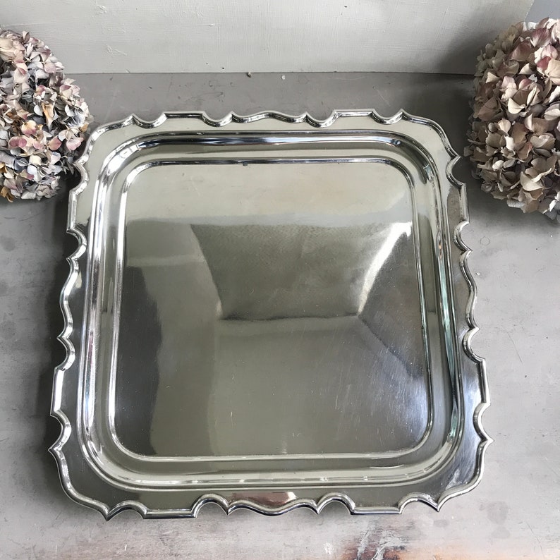 Vintage Silver Plated Tray Walker and Hall Square Etsy UK