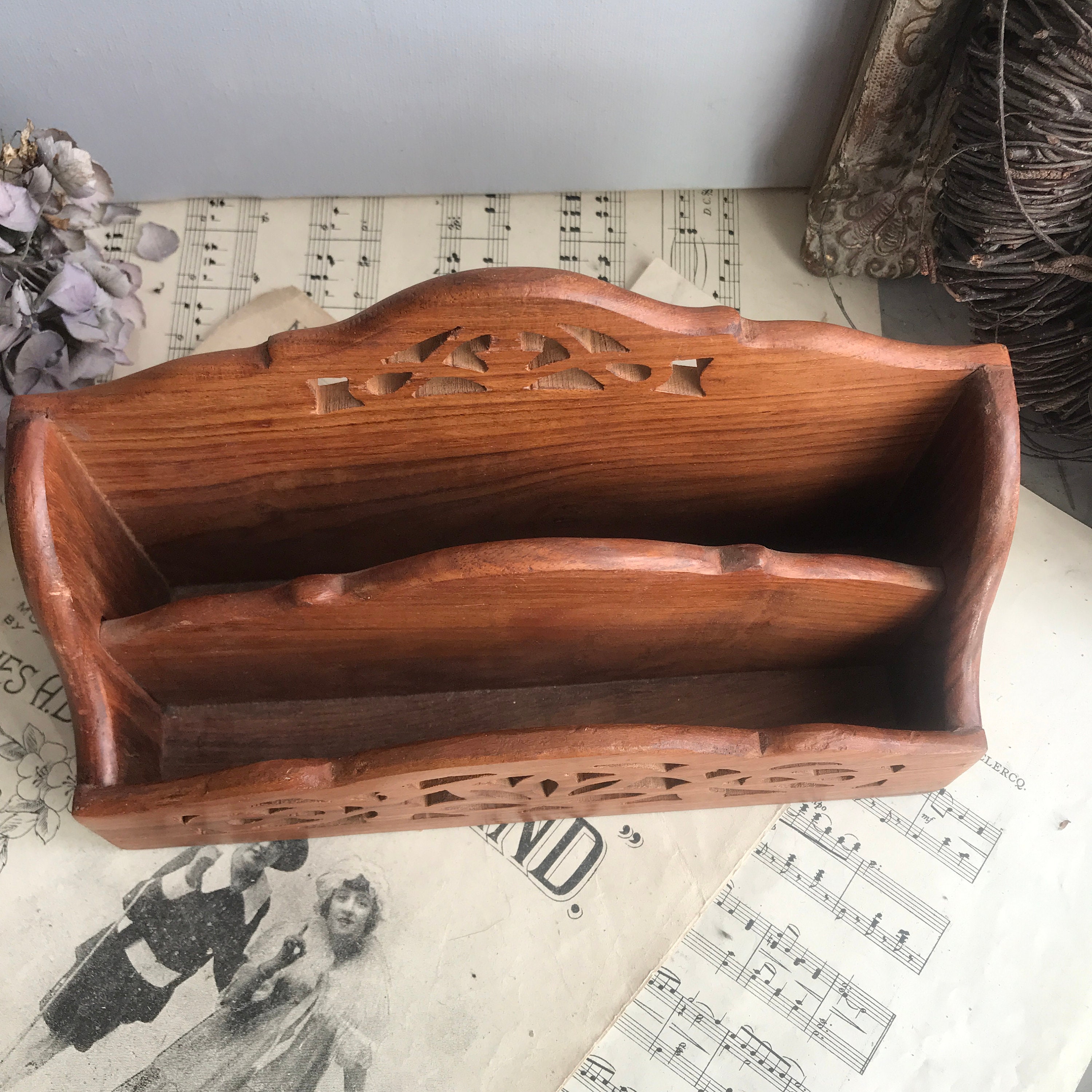 Vintage Wooden Letter Rack Desk Tidy Front Desk Leaflet Etsy