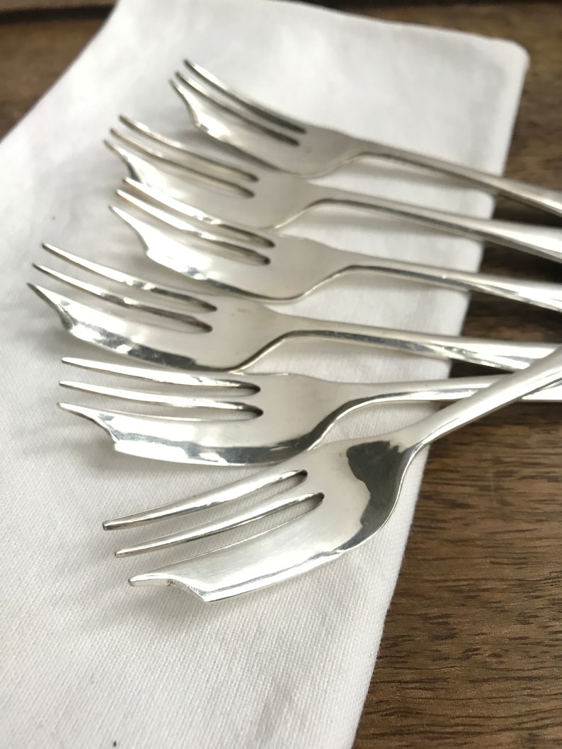 cutlery food photography props Rattail pastry forks Vintage silver plated pastry forks