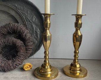 Vintage Pair of Brass Candlesticks - Pair of candlesticks - Photography Prop - Brass Candleholders - Boho