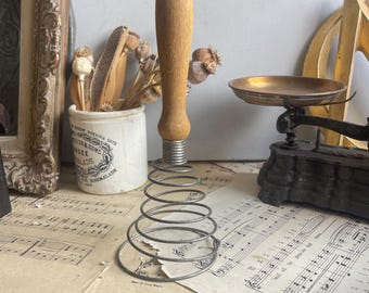 Vintage French Wire Whisk. Kitchen Decor. Photography prop