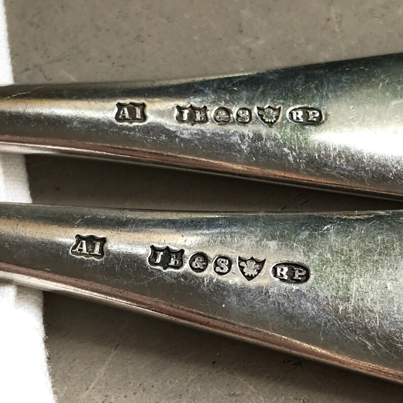 Old English Pattern. Antique Britannia Plate pair of tablespoons Jonathan Bell Made in Sheffield