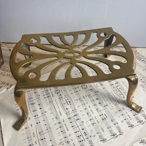 Vintage Kettle stand. Tea pot stand. Plant pot stand. Solid Brass. Boho. Farm House Kitchen. Rustic kitchen decor
