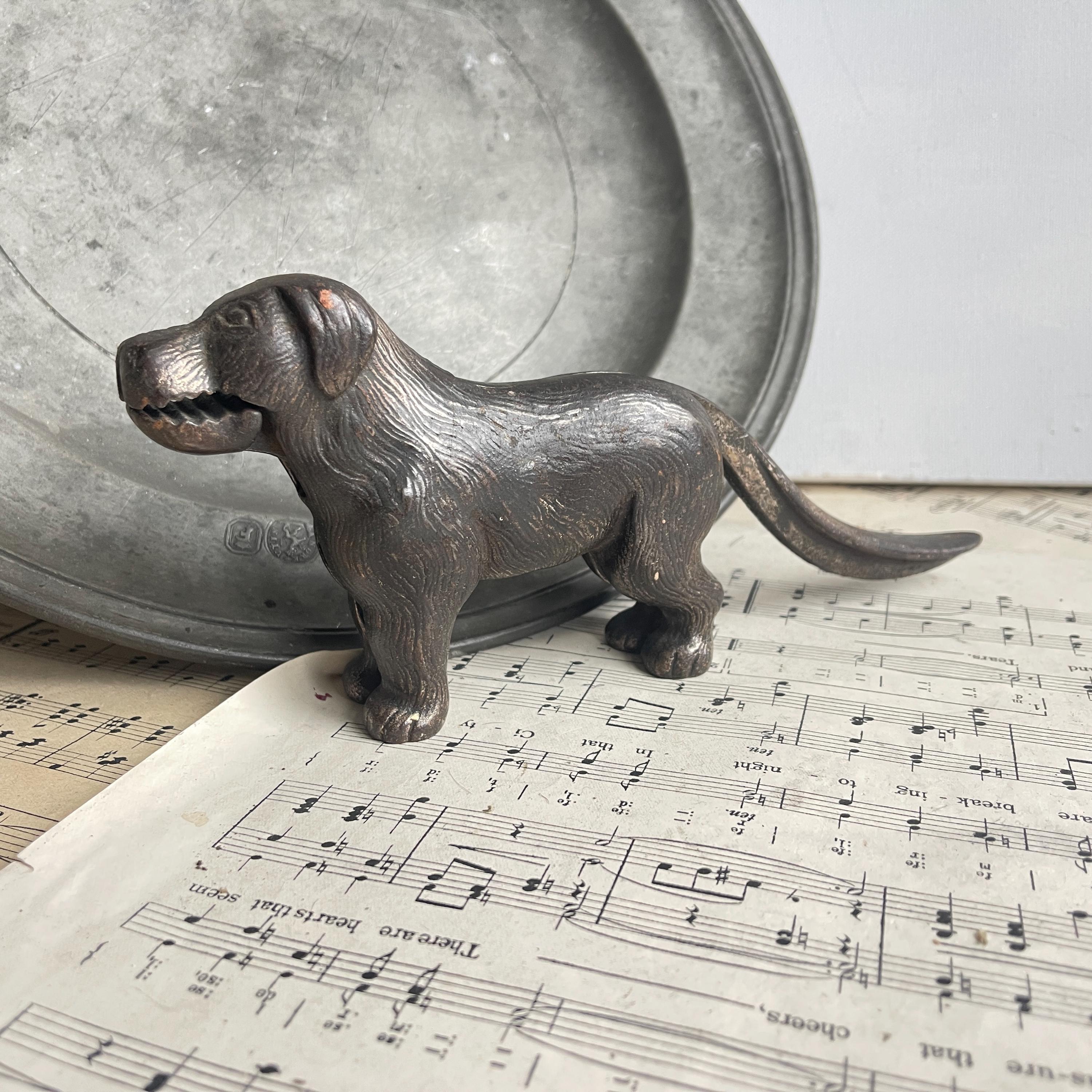 Antique Dog Nut Cracker - Heavy Cast Iron - Home Decor - Shabby Chic - Vintage food photography prop