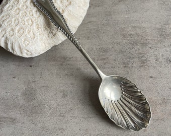 Vintage Serving Spoon. Grooved Bowl. Decorative. Silver Plated.  Shabby Chic. Downton Abbey. Food Photo props