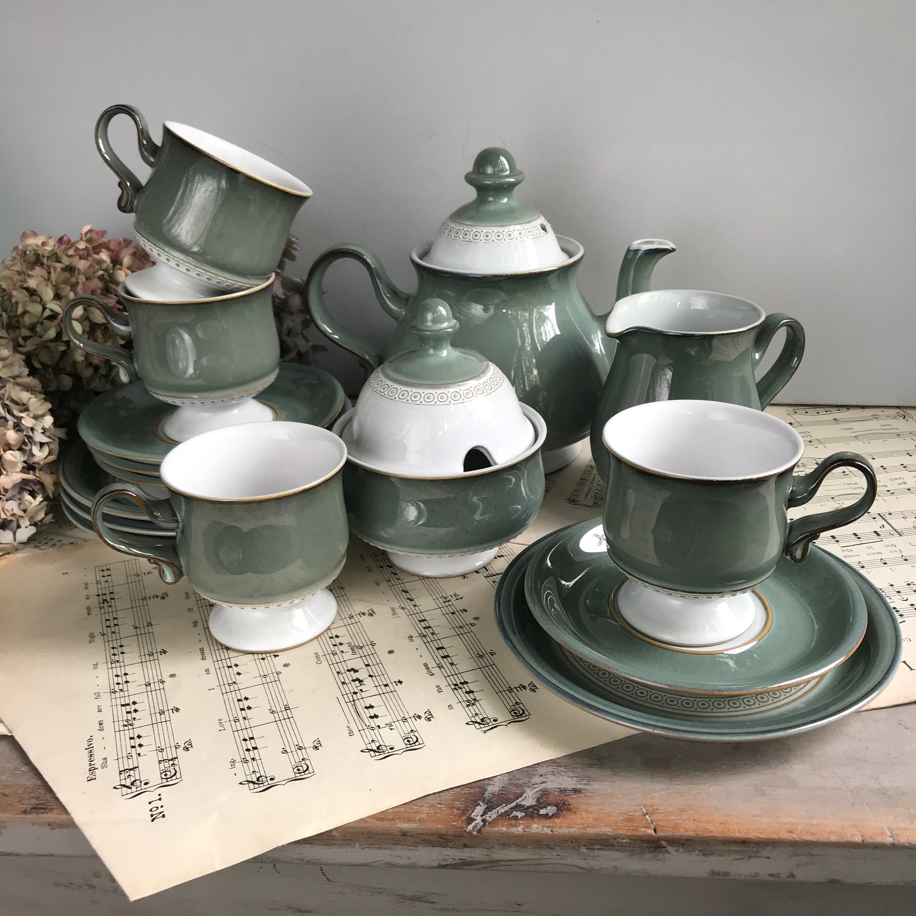 Vintage Denby Castile tea set. Teapot Cream jug. Sugar bowl Etsy