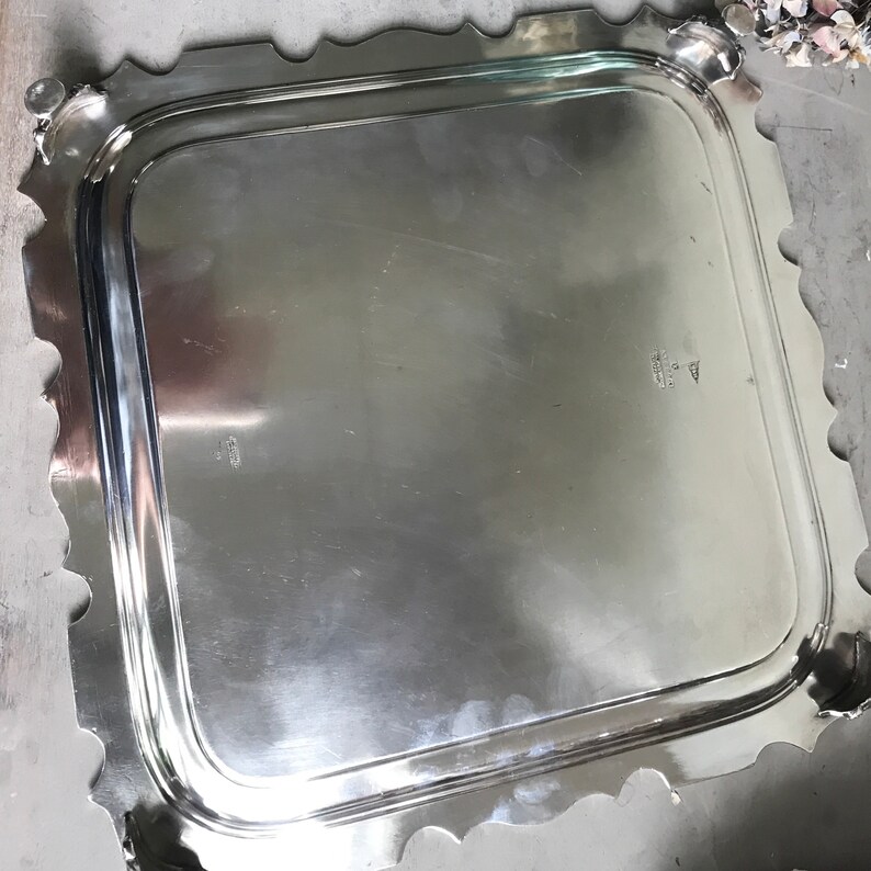 Vintage Silver Plated Tray Walker and Hall Square Etsy UK