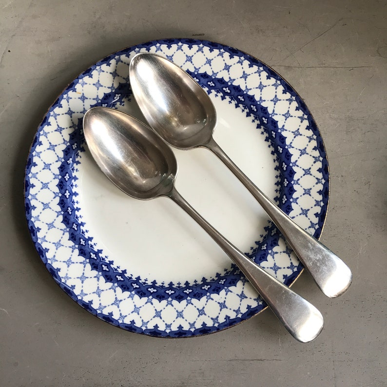 Old English Pattern. Antique Britannia Plate pair of tablespoons Jonathan Bell Made in Sheffield