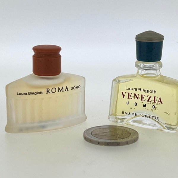 2 MINIATURE Set Laura Biagiotti, Roma Uomo, Venezia Uomo 1992 EAU de TOILETTE 5 ml