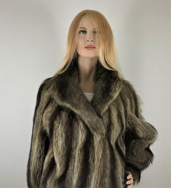 Genuine fur ladies coat fur coat raccoon fur coat