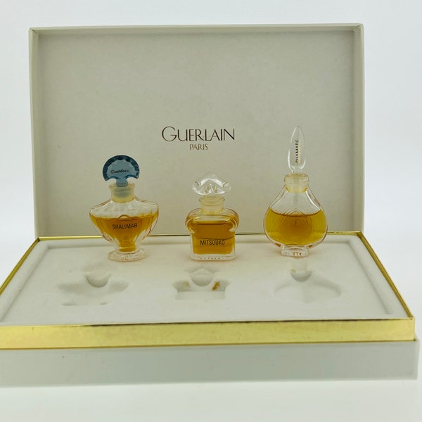 Vintage 3 Miniaturen Set, Cofret, Guerlain, Mitsouko, Shalimar, Chamade, 3x2 ml