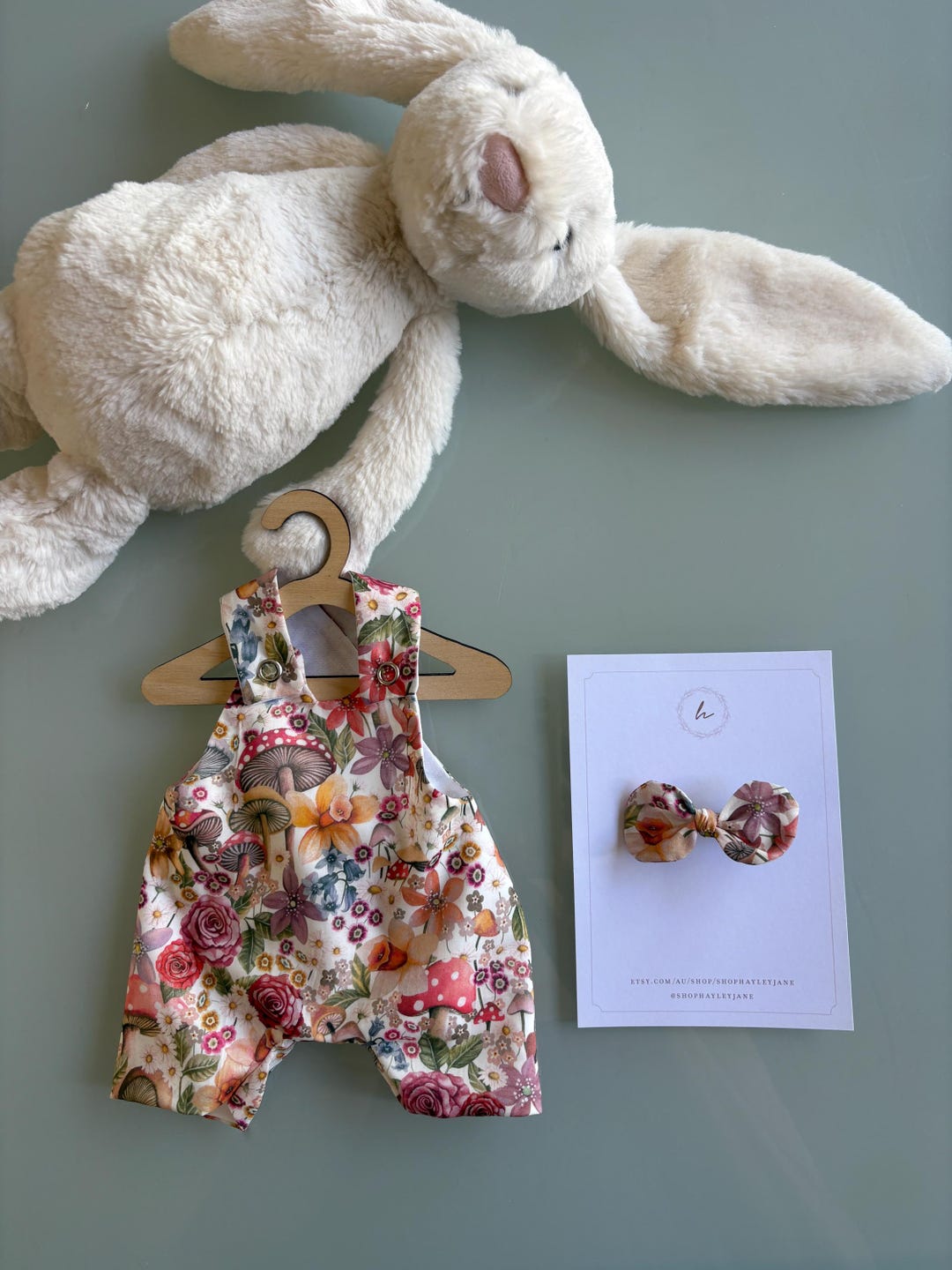 Bunny / Rabbit Romper, 30cm Medium Bashful, Romper and Bow Clip Liberty ...