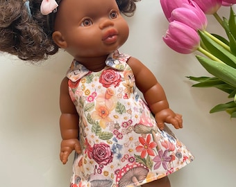 Liberty London-poppenjurk en luierset: past Miniland 38 cm, Minikane/Paola Reina 34 cm
