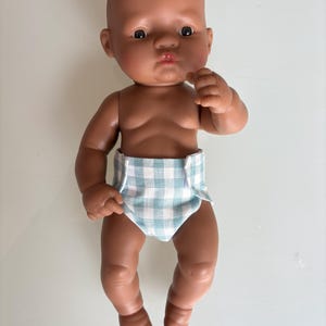 32 cm Minilandpuppe Windelband, Leinen Vichykaro