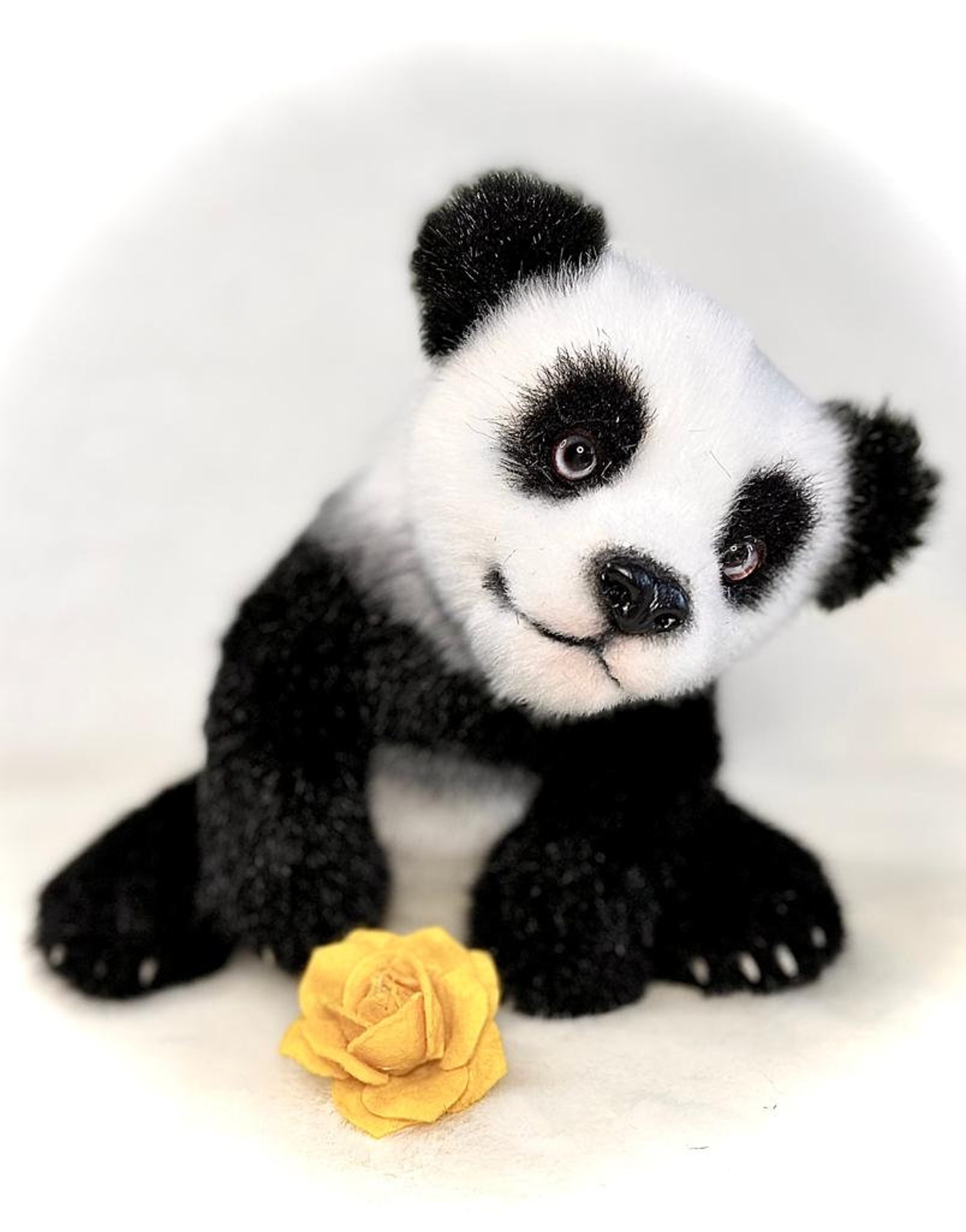 Realistic plush toy Panda Bamboo Etsy