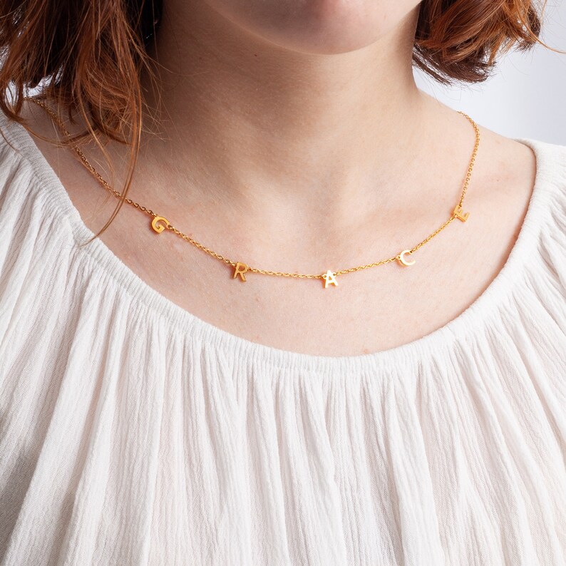 Initial Necklace Name Necklace Letter Necklace Bridesmaid Etsy