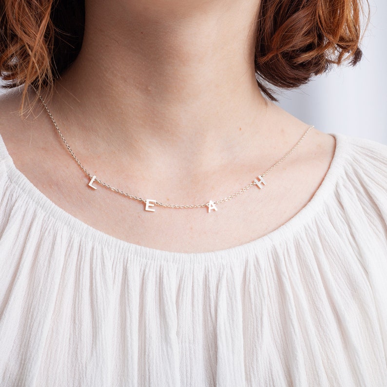 Initial Necklace Name Necklace Letter Necklace Bridesmaid Etsy