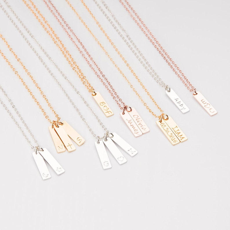Personalized Jewelry Name Plate Necklace Personalized Necklace Name Necklace Custom Necklace Vertical Bar Necklace Engraved Necklace