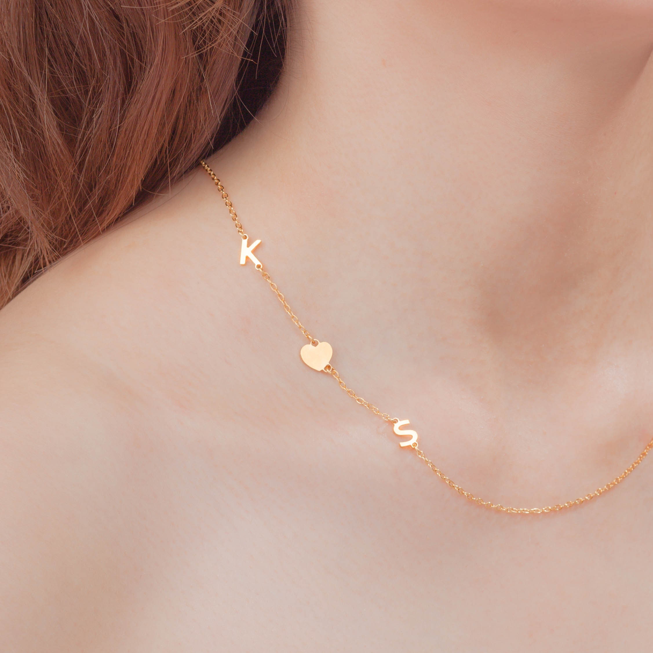Sideways Initial Necklace Initial 