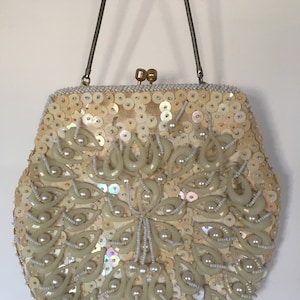 Bolso de mano vintage con cuentas, años 50 y 60