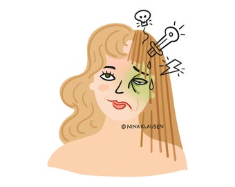 Woman with migraine headache royalty-free illustration - 0019