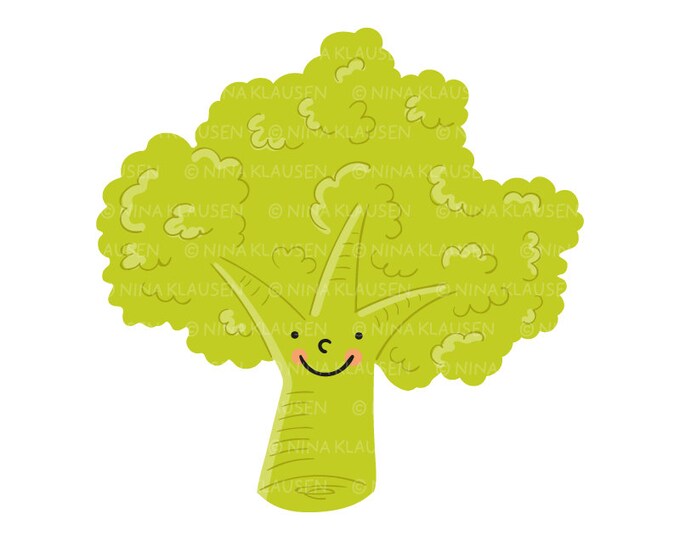 Happy broccoli clipart PNG + JPG - 0036