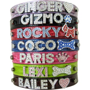 Personalized Dog Cat Pet Collar Customized Name Bling Charm XS-XL