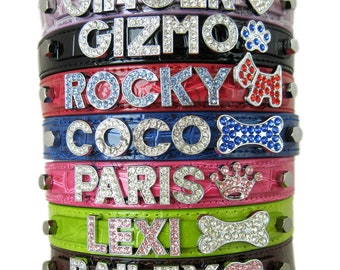 Personalized Dog Cat Pet Collar Customized Name Bling Charm XS-XL