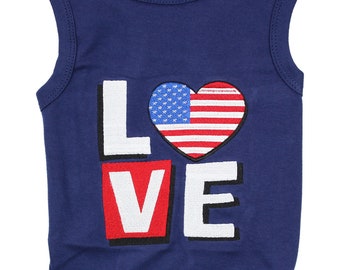 LOVE USA Dog T-Shirt for Dogs Cats Pets Clothes Tank Top Tees